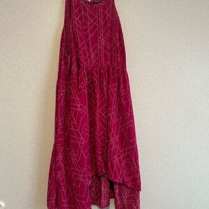 Women’s plus Size Midi Dress, High Low, Pink With White Polka Dots, 4XL